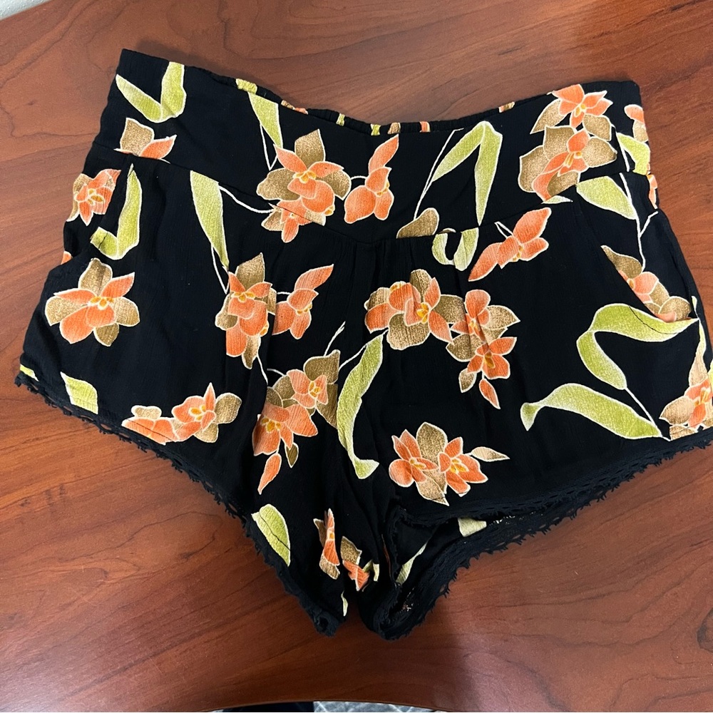 Volcom Black Floral Shorts
